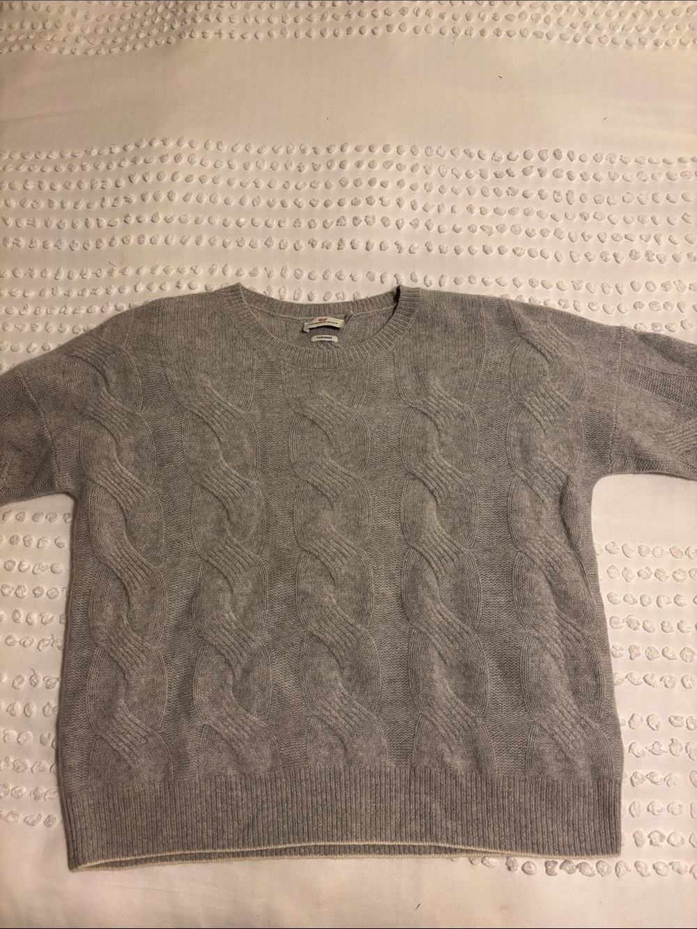 Vineyard Vines Light Gray Cable Crewneck Sweater